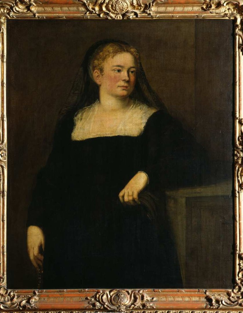 Tintoret, Portrait de femme en tenue de deuil, vers 1550-1555, huile sur toile, 104 × 87 cm, Dresde, Staatliche Kunstsammlungen Dresden, Gemäldegalerie Alte Meister. © BPK, Berlin, Dist.GrandPalaisRmn/Hans-Peter Klut