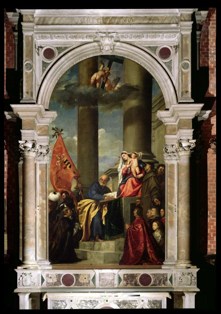 Tiziano Vecellio, dit Titien, Madone de la maison Pesaro ou Retable Pesaro, 1519-1526, huile sur toile, 478 &times; 268 cm, Venise, Santa Maria Gloriosa dei Frari [hors exposition]. &copy; Cameraphoto Arte Venezia/Bridgeman Images