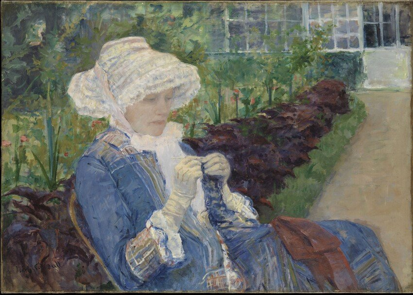 Mary Cassatt, Lydia faisant du crochet dans le jardin à Marly, 1880, huile sur toile, 65, 6 x 92, 6 cm, New York, Metropolitan Museum of Art. © The Metropolitan Museum of Art, Dist. GrandPalaisRmn / image of the MMA.