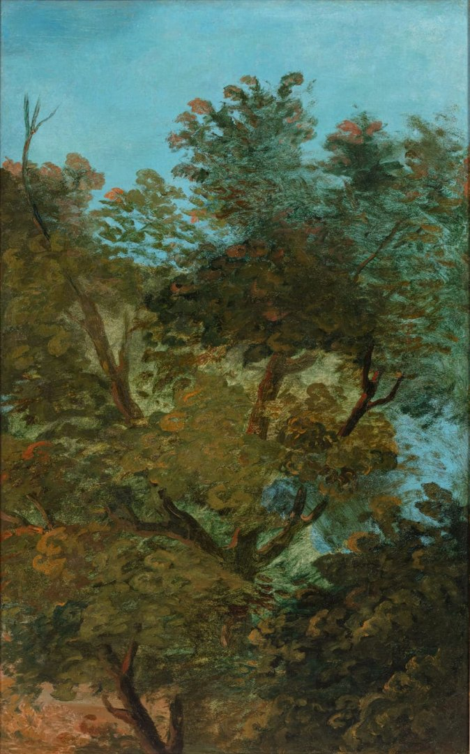 Paul Cézanne, Ciel entre les arbres, 1862 - 1864. Fragment de décor du Grand Salon de la demeure familiale de Cezanne, au Jas-de-Bouffan, retiré de la vente Schlumberger © Louis Blancard, Blok Design Group & Art Digital Studio, Sotheby’s