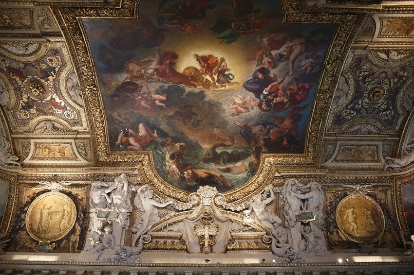 Eugène Delacroix, Apollon vainqueur du serpent Python, 1850-1851, huile sur toile, 137,5 x 102 cm, plafond de la galerie d